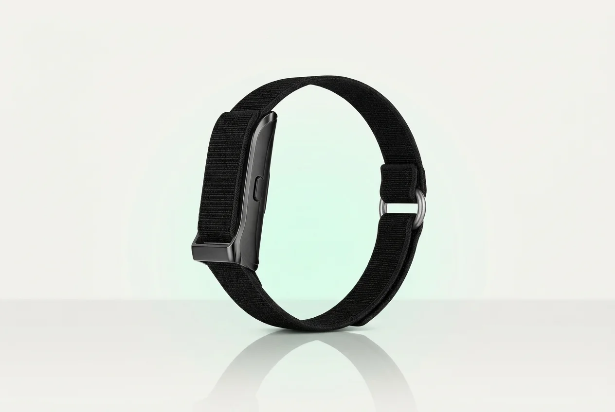 Pulseira eaze preta de nylon vista de lado