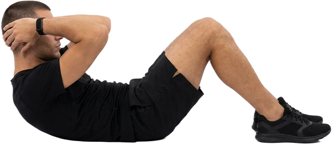 Homem fazendo abdominal com a eaze no pulso